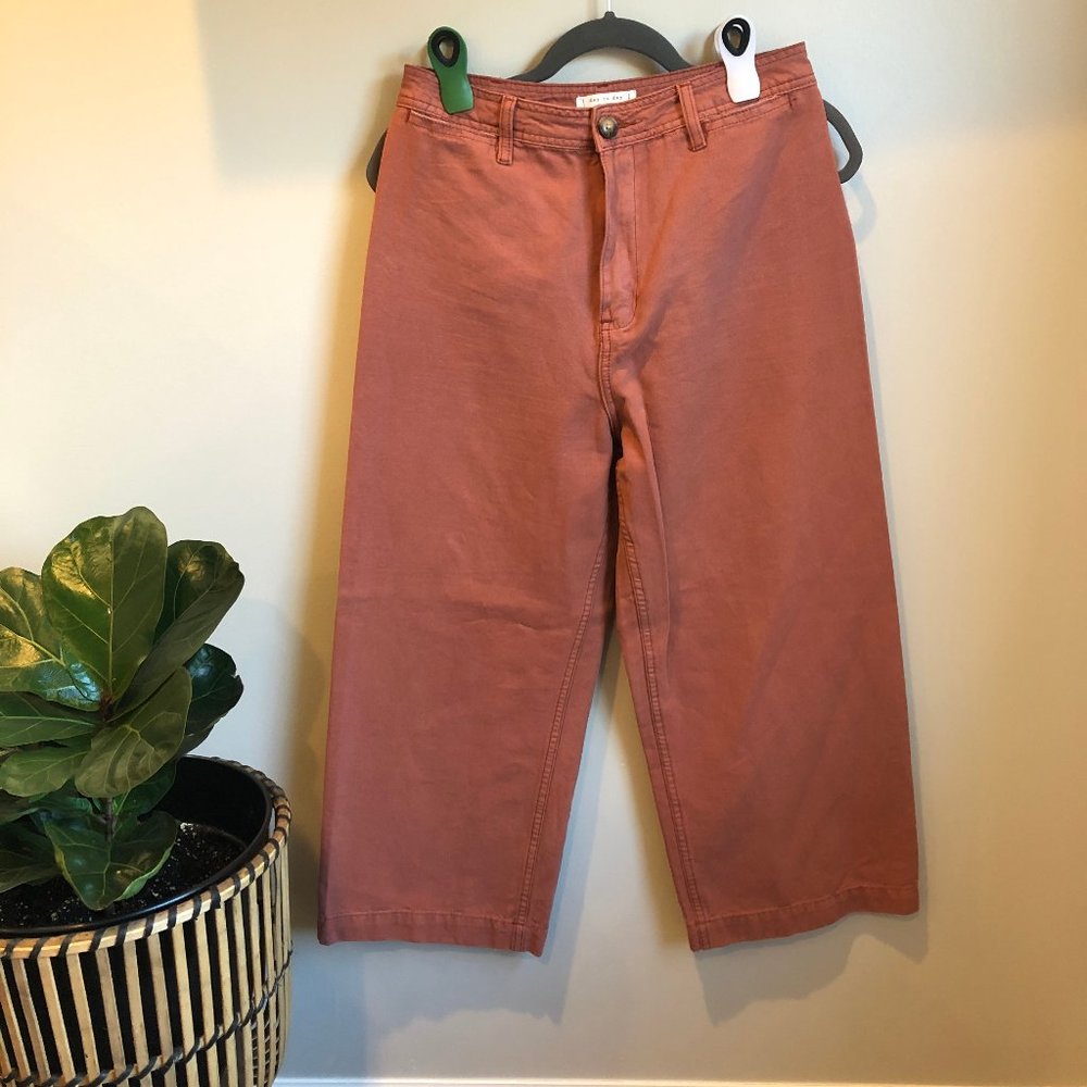 Salmon Wide Leg Cropped Pant